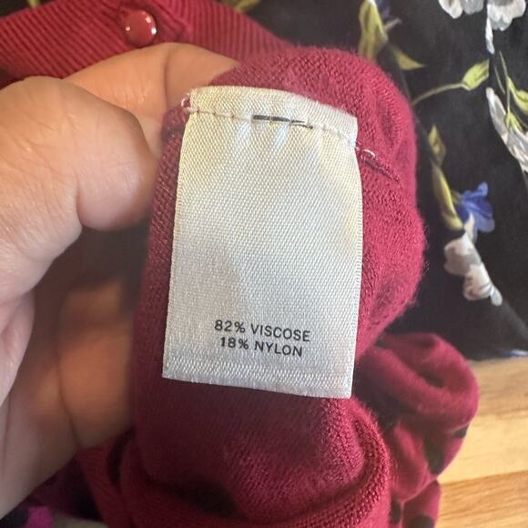 Halogen Burgundy Polka Dot Cardigan - Picture 7 of 8